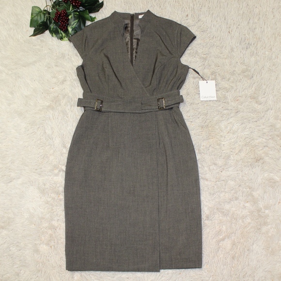 Calvin Klein Dresses & Skirts - NWT Calvin Klein Charcoal Gray belted dress, sz: 6